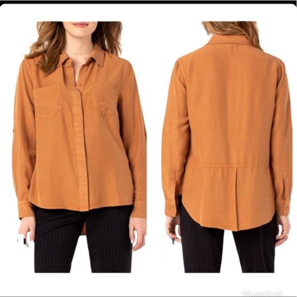 Liverpool Jeans Company Hidden Placket Button Up in Honey Size Small - Picture 1 of 9